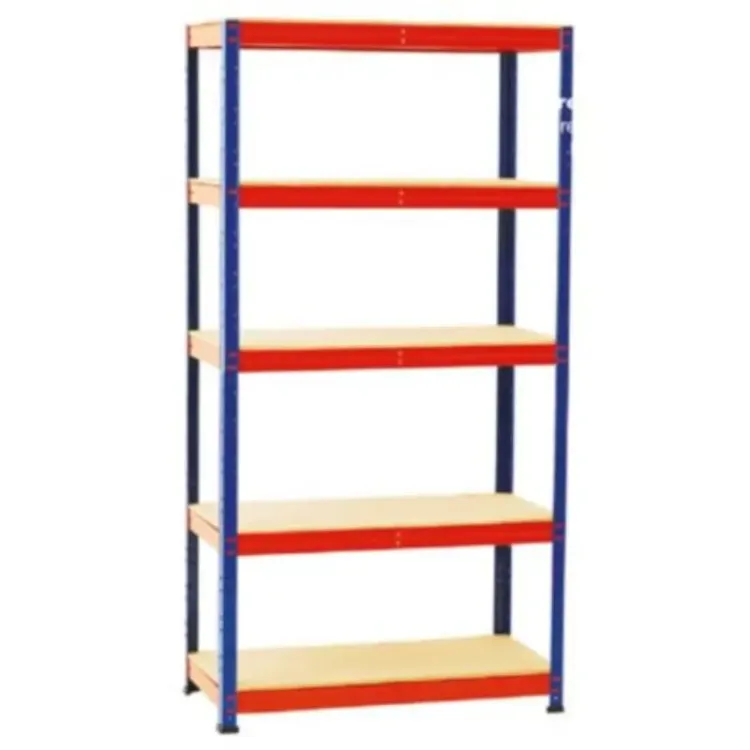 Estante de 5 prateleiras em madeira LIT 1770x900x450mm Azul/Laranja